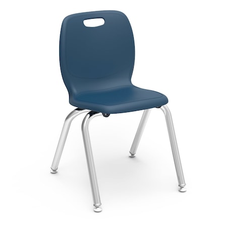 Virco N2 Series 14" Classroom Chair, Kindergarten - 2nd Grade with Nylon Glides - Navy Seat N214